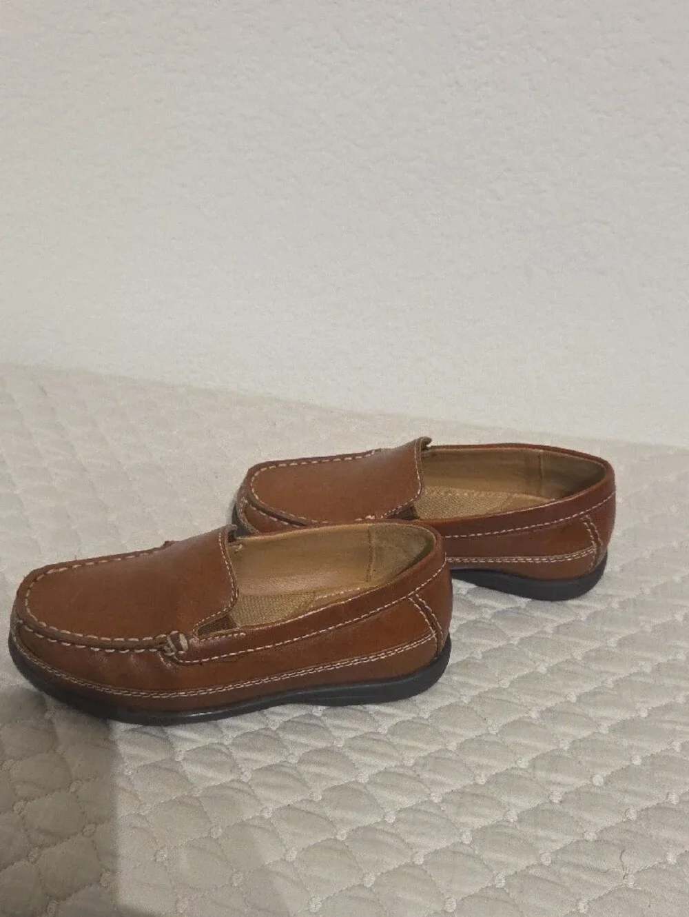 Johnston & Murphy Boys Tan Leather Slip-On Loafers